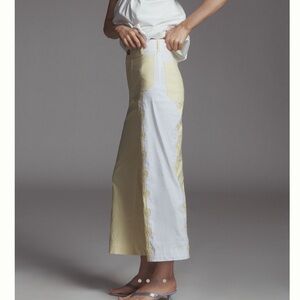 Anthropologie COLETTE Cropped Wide-Leg Embroidered Pants Maeve NEW Yellow